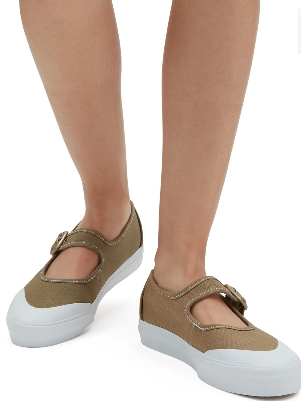 Vans Casual Mary Jane Suede Sneakers in Taupe and White - Picture 11 of 12
